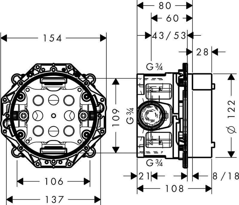 Hansgrohe hansgrohe 01850180 Basic Set iBox Universal with Isolation valves ½ and ¾ Spare Parts, Mulitcolour  - Image 2
