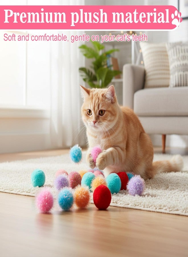 Bruislard 14 Pcs Cat Pom Pom Balls Cat Balls Toy Cats Poms Poms Sparkle Fuzzy Ball Yarn Puffs Interactive Cats Toy Interactive Kitten Chasing Toys - Image 4