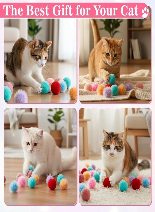 Bruislard 14 Pcs Cat Pom Pom Balls Cat Balls Toy Cats Poms Poms Sparkle Fuzzy Ball Yarn Puffs Interactive Cats Toy Interactive Kitten Chasing Toys - Image 3