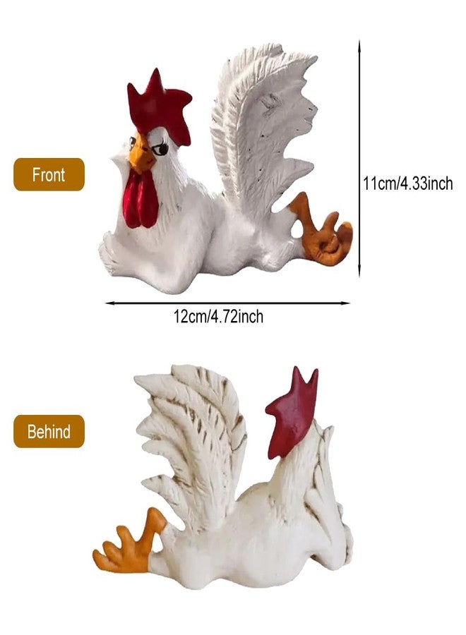 PUXING White Rooster Statue - Enchanting Posture, Lying Down, Winking, Garden Decor - Image 2