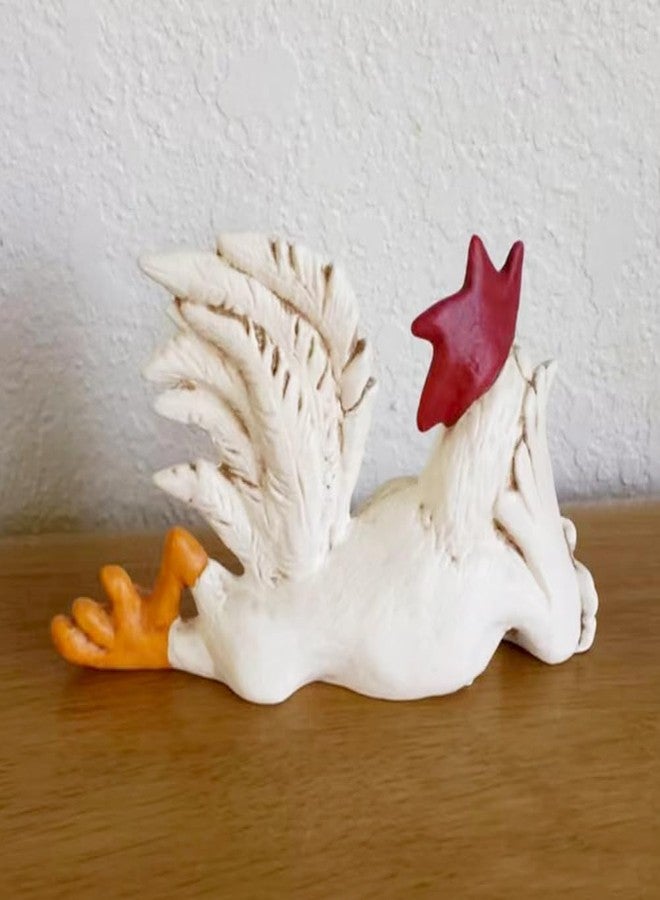 PUXING White Rooster Statue - Enchanting Posture, Lying Down, Winking, Garden Decor - Image 5