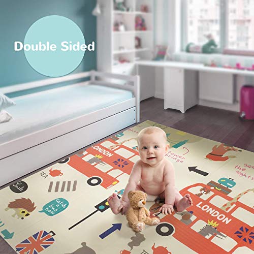 VDHJA Foldable Waterproof Double Side Soft Foldable Floor Foam Play Mat for Infants and Kids Picnic School Home with Baby Corner Free(6 X 6.5 Extra Large, 0-5 Years) (Multi Color) - Image 2