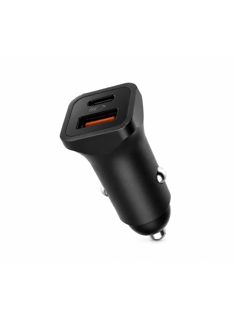 شاحن سيارة موديل V-05 بقوة 55 واط – هيكل معدني متين، ثنائي المنافذ (USB & Type-C) مع دعم تقنية PD.