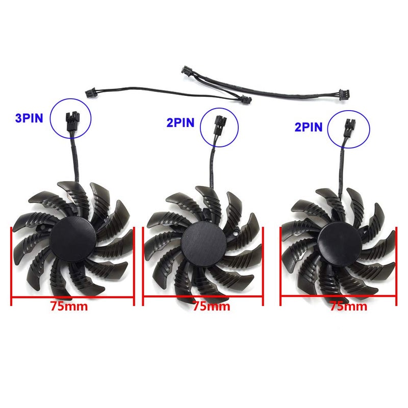 inRobert PLD08010S12H 75mm 3pin Video Card Fan Replacement for Gigabyte GEFORCE GTX 970 Cooling Fan - Image 1
