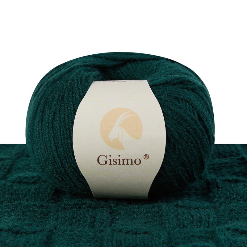 Gisimo 100% Inner Mongolian Cashmere Yarn, 6-Ply Luxurious and Soft Yarn for Hand Knitting & Crocheting (Christmas Green,1 Ball) - Image 1