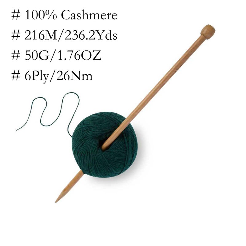 Gisimo 100% Inner Mongolian Cashmere Yarn, 6-Ply Luxurious and Soft Yarn for Hand Knitting & Crocheting (Christmas Green,1 Ball) - Image 3