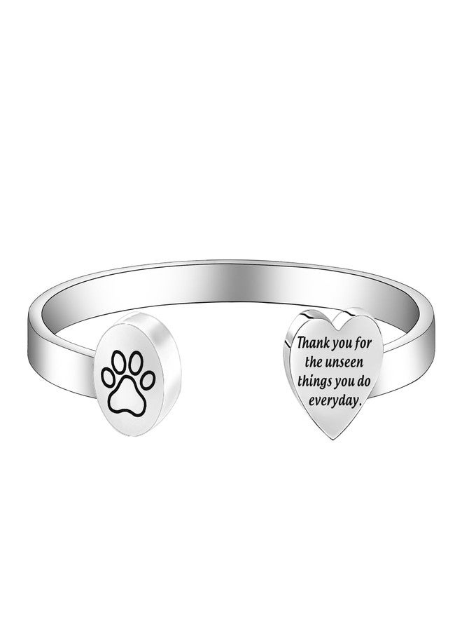 SEIRAA Dog Lovers Paw Print Cuff Bangle Thank You for the Unseen Things You Do Everyday Vet Tech Student Gifts Veterinary Technician Appreciation Jewelry (Dog Cuff Bangle) - Image 1