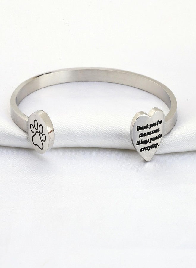 SEIRAA Dog Lovers Paw Print Cuff Bangle Thank You for the Unseen Things You Do Everyday Vet Tech Student Gifts Veterinary Technician Appreciation Jewelry (Dog Cuff Bangle) - Image 3