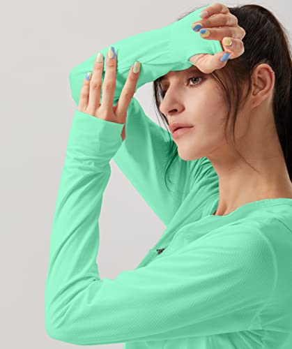 Soothfeel سترة هودي للنساء لحماية من الشمس UPF 50+ خفيفة الوزن بأكمام طويلة مع جيب للتنزه في الهواء الطلق باللون الأخضر الفاتح M - Image 5