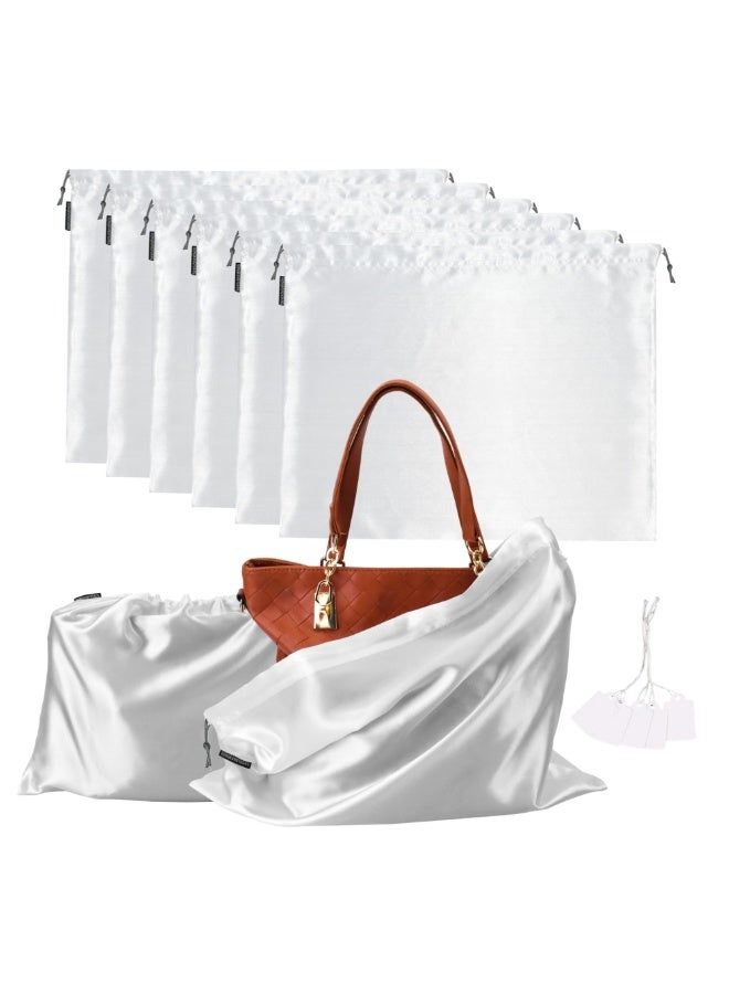HOMESTAR 6Pcs Storage Bags, Silk-Touch Drawstring Dust Bags For Handbags , Multipurpose Shoe and Wallet Storage Pouches, Travel Storage Organizer With Soft Lining , Reusable Storage Pouches for Handbags, Shoes, Boots, and Wallets, White, 50*40 cm - Image 1
