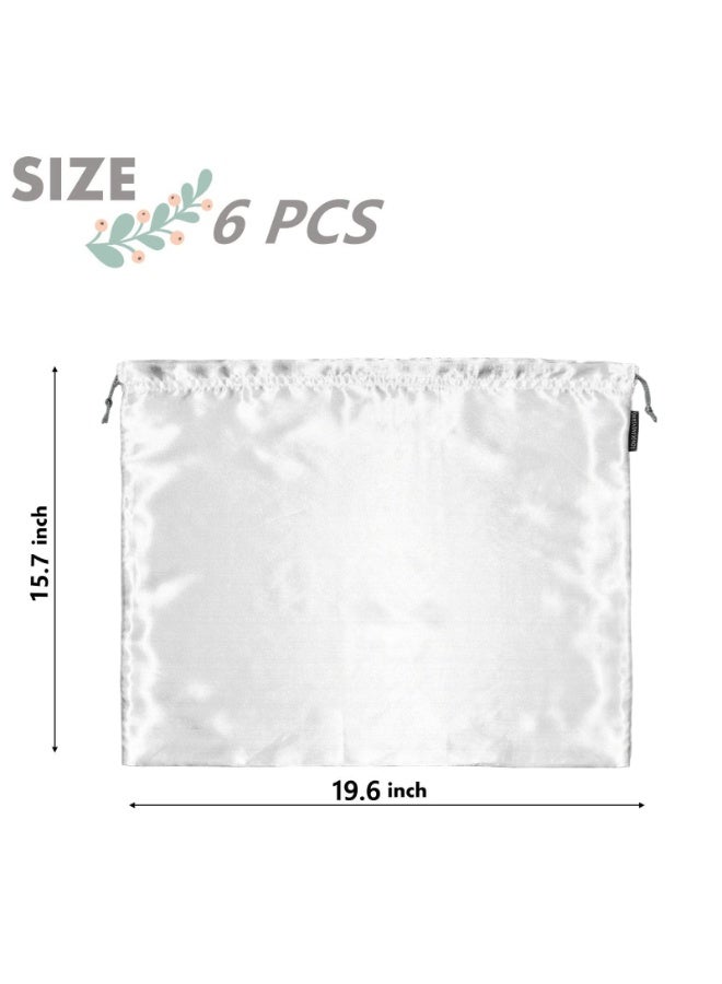 HOMESTAR 6Pcs Storage Bags, Silk-Touch Drawstring Dust Bags For Handbags , Multipurpose Shoe and Wallet Storage Pouches, Travel Storage Organizer With Soft Lining , Reusable Storage Pouches for Handbags, Shoes, Boots, and Wallets, White, 50*40 cm - Image 5