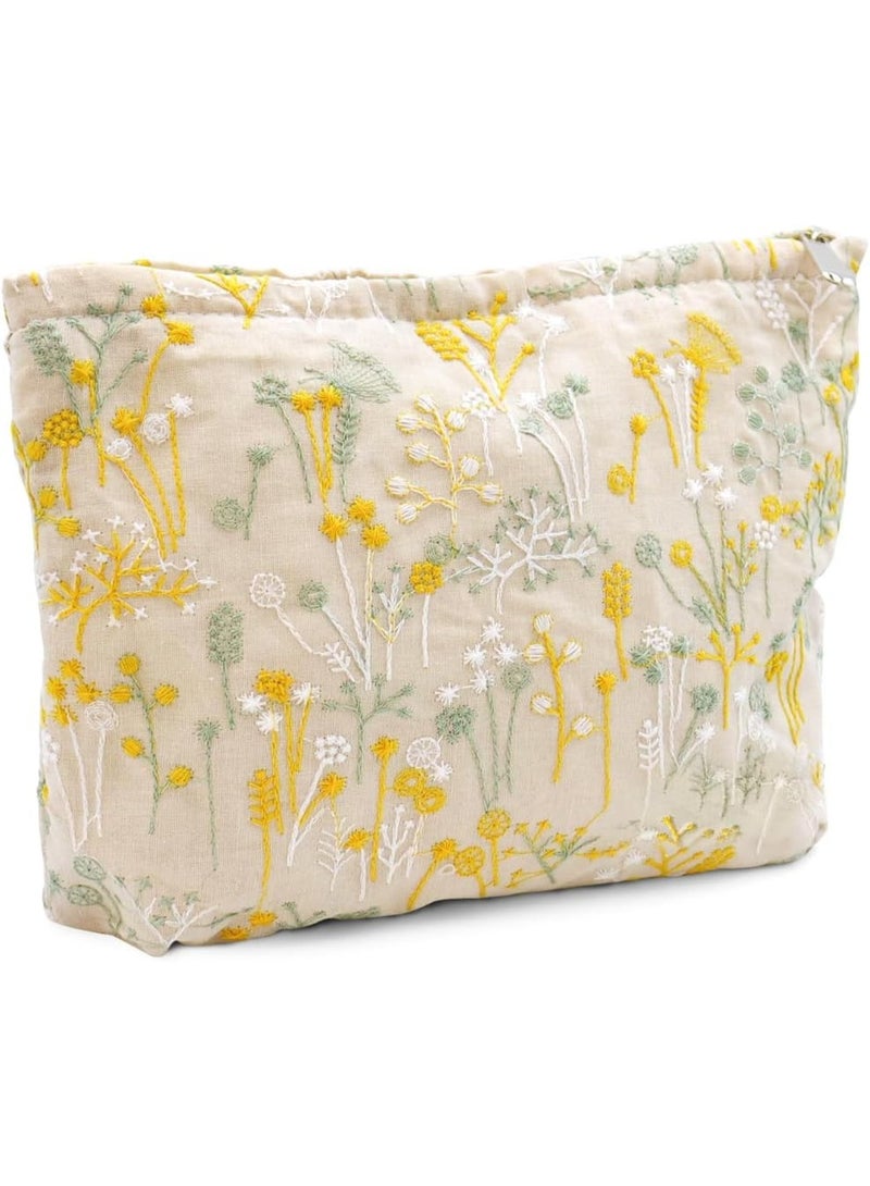 سوفام حقيبة مكياج، حقيبة تجميلية زهرية لطيفة، حقيبة مطروقة، حقيبة مكياج جمالية كبيرة السعة مع سحابة، حقيبة مرحاض متنقلة للنساء الفتيات - Image 1