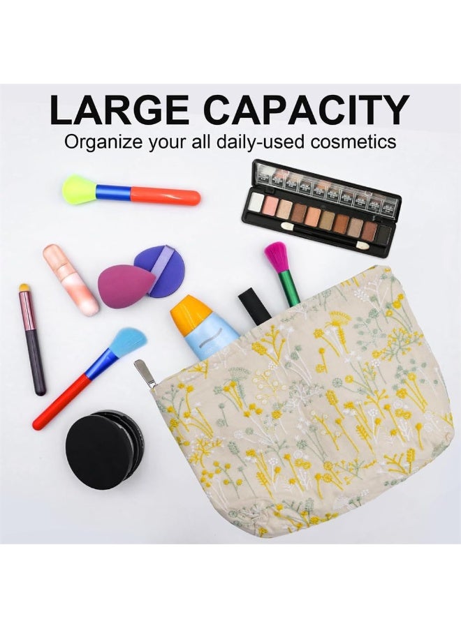 سوفام حقيبة مكياج، حقيبة تجميلية زهرية لطيفة، حقيبة مطروقة، حقيبة مكياج جمالية كبيرة السعة مع سحابة، حقيبة مرحاض متنقلة للنساء الفتيات - Image 2