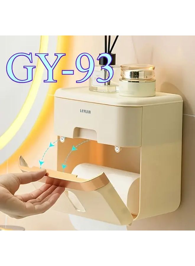 Modern Black And Golden Tissue Holder Wall Mounted Bathroom Organizer Durable Plastic - Image 2