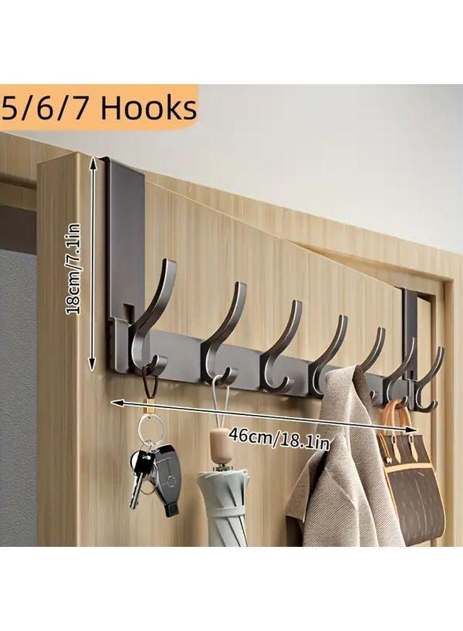 6 Hooks Heavy Duty Aluminum Over The Door Hook Chrome Finish Easy Install - Image 2