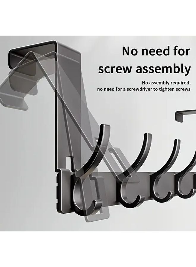 6 Hooks Heavy Duty Aluminum Over The Door Hook Chrome Finish Easy Install - Image 4