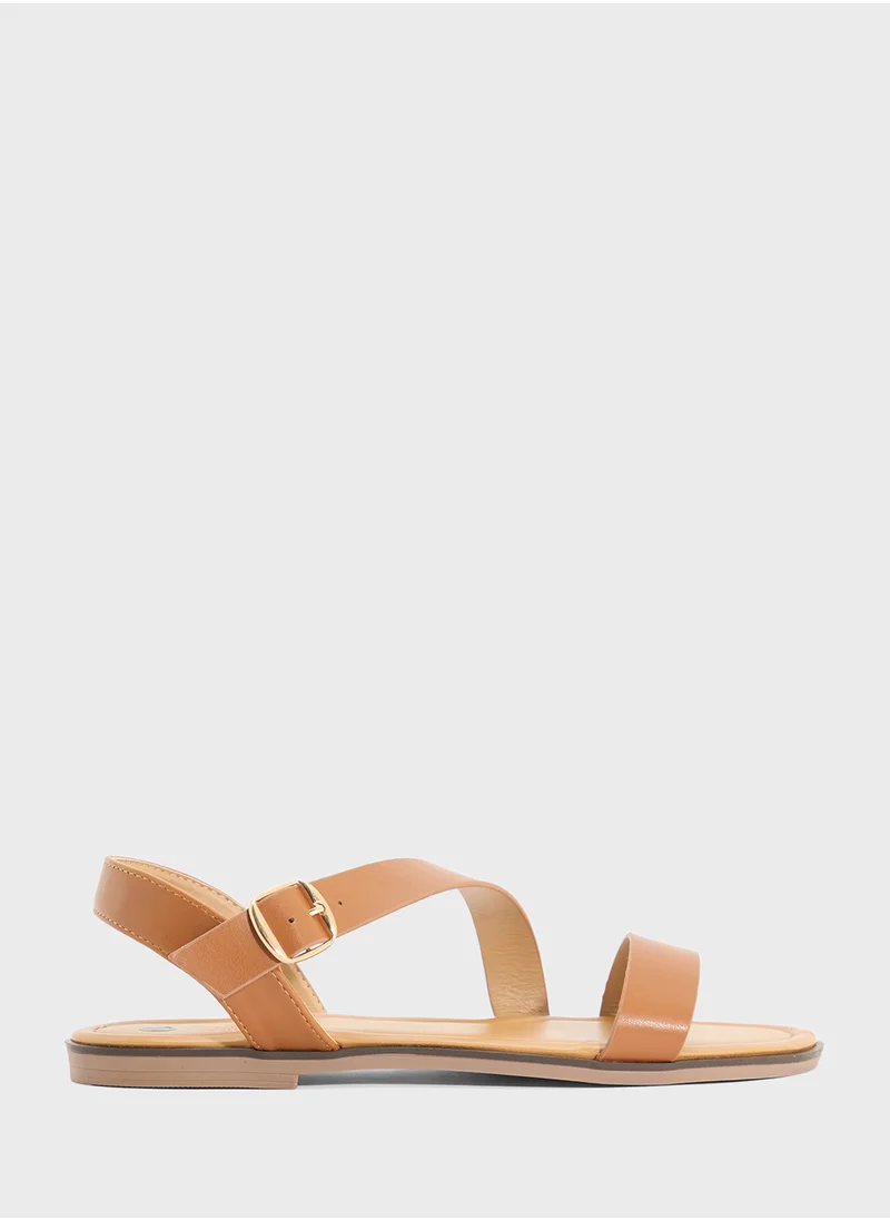 ELLA Strappy Flat Sandal With Buckle