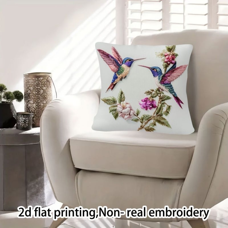 Digital Printed Hummingbird And Flowers Pillowcase 17x17 Inch Home Decor - Image 5
