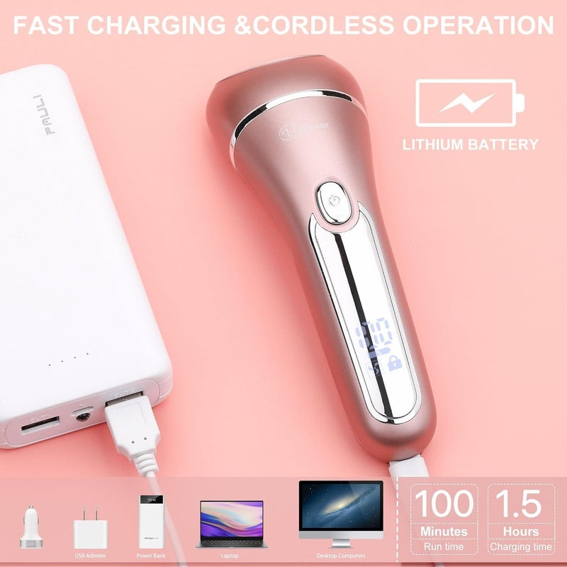 Hatteker Electric Razor for Women, 3 in 1 Lady Shaver Kit for Face Chin Arm Leg Armpit Bikini, Cordless Portable Painless Electric Epilator IPX7 Waterproof USB Rechargeable Dry Wet - Image 5