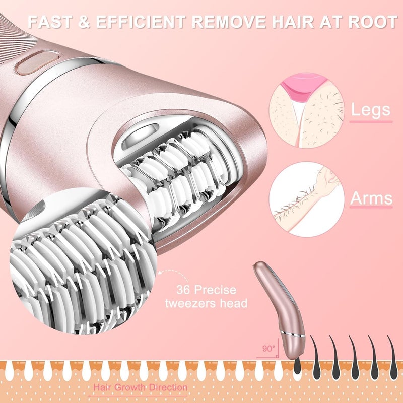 Hatteker Electric Razor for Women, 3 in 1 Lady Shaver Kit for Face Chin Arm Leg Armpit Bikini, Cordless Portable Painless Electric Epilator IPX7 Waterproof USB Rechargeable Dry Wet - Image 2