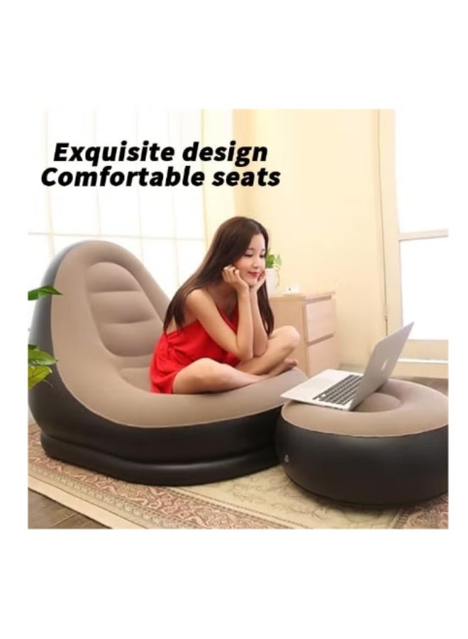 Inflatable Sofa, 110 X 100 X 75Cm Inflatable Lounge Chair, Air Couch Footrest, Lazy Necessity Furniture, Gaming Reading & Movie Watching Lounger, Outdoor Travel Camping Picnic-Brown - Image 5