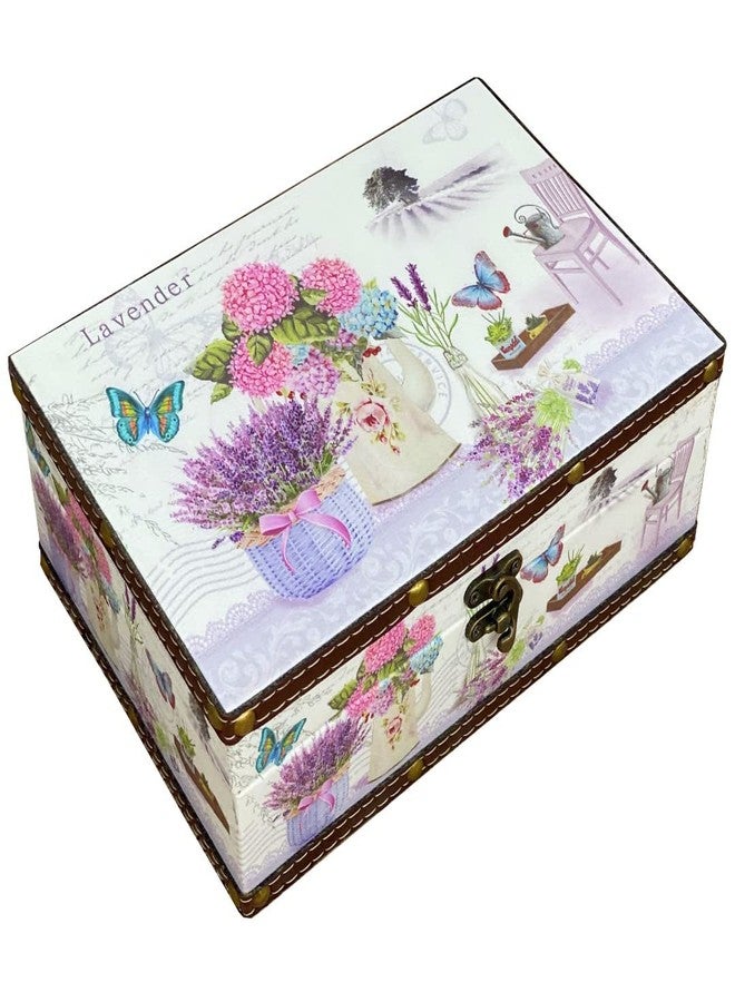 Amedoo Treasure Box Vintage Wooden + PU Leather Decorative Storage Boxes Trinket Jewelry Box Memento Case Box Keepsake Box With Lids Gifts For Kids Girls Women Home Decor (Lavender,Small) - Image 1