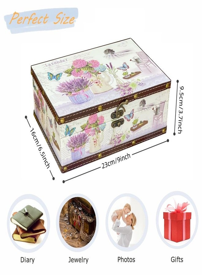 Amedoo Treasure Box Vintage Wooden + PU Leather Decorative Storage Boxes Trinket Jewelry Box Memento Case Box Keepsake Box With Lids Gifts For Kids Girls Women Home Decor (Lavender,Small) - Image 5