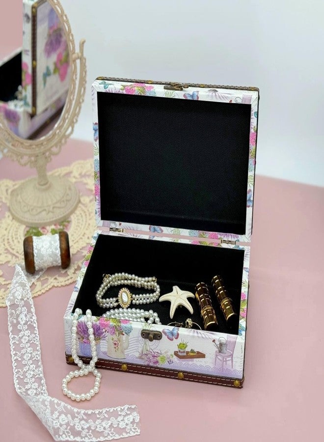 Amedoo Treasure Box Vintage Wooden + PU Leather Decorative Storage Boxes Trinket Jewelry Box Memento Case Box Keepsake Box With Lids Gifts For Kids Girls Women Home Decor (Lavender,Small) - Image 3