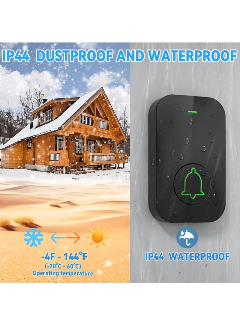 saykfoe Wireless Doorbell Plug in Waterproof Doorbell 2 Receivers and 1 Transmitter, Over 1000 Feet Range, 60 Sounds and 5 Levels of Volume, Cordless Doorbell  for Home Office Hotel Dormitory (Black) - Image 5
