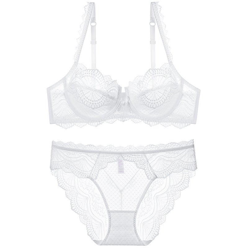 Women's French-Style Lace Bra with Lightweight Support and Comfortable Fit for Plus Sizes