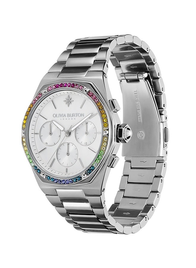 OLIVIA BURTON Hexagon Multifunction Women'S Stainless Steel And Crystals Case  Watch - Image 1