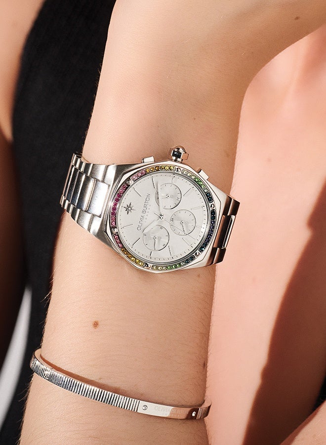 OLIVIA BURTON Hexagon Multifunction Women'S Stainless Steel And Crystals Case  Watch - Image 5