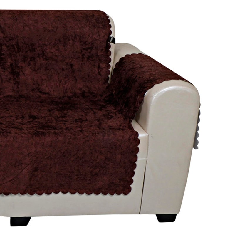 KINGLY Georgia Sparkle Velvet Universal Elastic Sofa Cover NonSlip Sofa Protector 5 Seater Armchair Cover with Machine Washable Adjustable Elastic Straps 5 Seater 311 Georgia Dark Brown - Image 3