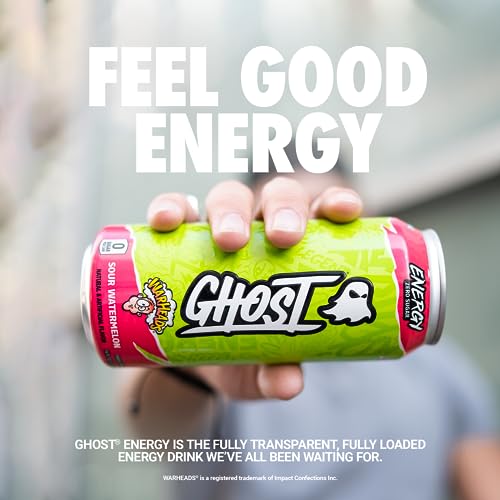 GHOST Energy Drink - 12-Pack, Warheads Sour Watermelon, 16oz - Energy & Focus & No Artificial Colors - 200mg of Natural Caffeine, L-Carnitine & Taurine - Gluten-Free & Vegan - Image 2