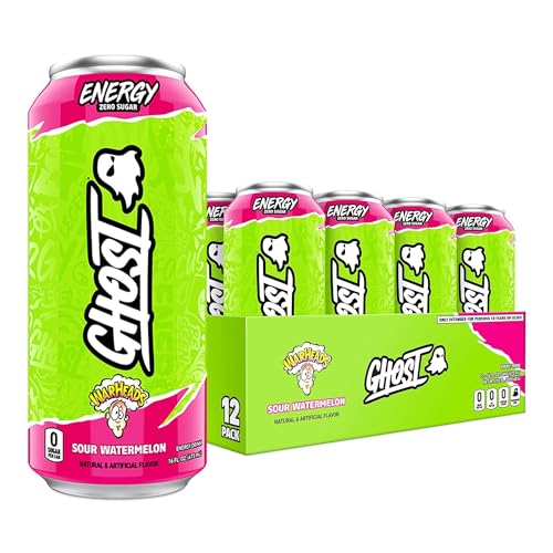 GHOST Energy Drink - 12-Pack, Warheads Sour Watermelon, 16oz - Energy & Focus & No Artificial Colors - 200mg of Natural Caffeine, L-Carnitine & Taurine - Gluten-Free & Vegan - Image 1