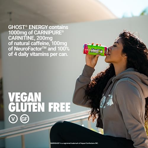 GHOST Energy Drink - 12-Pack, Warheads Sour Watermelon, 16oz - Energy & Focus & No Artificial Colors - 200mg of Natural Caffeine, L-Carnitine & Taurine - Gluten-Free & Vegan - Image 5