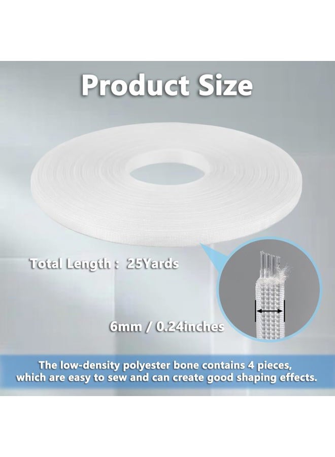 Mecefeno Boning for Sewing, Corset Boning Sew-Through Low Density Plastic Boning for Sewing Corset 25 Yards Boning for Wedding Dress, Bridal Gowns, Evening Gowns, Hats Sewing Crafts - White, 6mm - Image 2