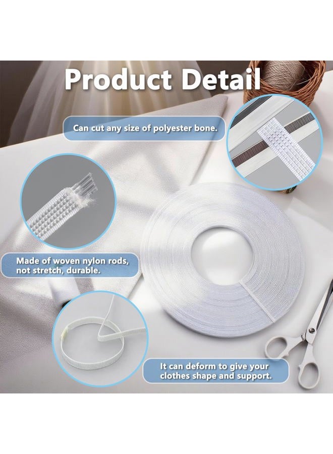 Mecefeno Boning for Sewing, Corset Boning Sew-Through Low Density Plastic Boning for Sewing Corset 25 Yards Boning for Wedding Dress, Bridal Gowns, Evening Gowns, Hats Sewing Crafts - White, 6mm - Image 3