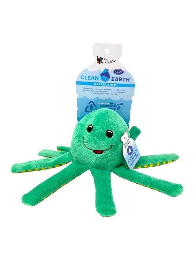 Spunky pup Clean Earth Plush Octopus ; Made From 100% Recycled Water Bottles ; Large Green (7208) - Image 2