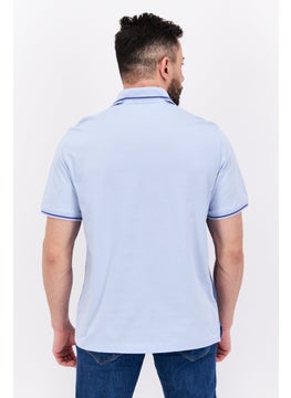 Van Heusen Men Regular Fit Two Tone Short Sleeves Polo Shirt, Light Blue  - Image 3