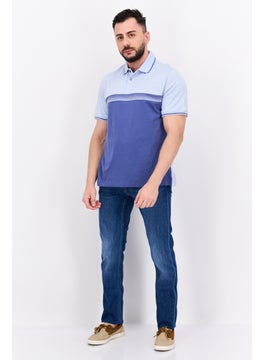 Van Heusen Men Regular Fit Two Tone Short Sleeves Polo Shirt, Light Blue  - Image 4