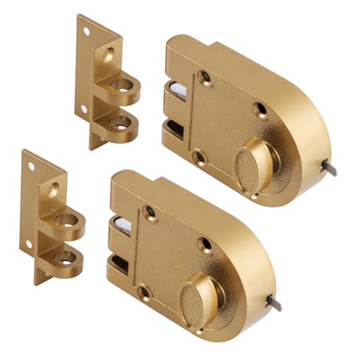 SUMBIN Jimmy Proof Deadbolt Lock with Heavy Duty Single Cylinder deadbolt Fit Most of The Antique Entry Door in Gold Finish 2 Sets - Image 1