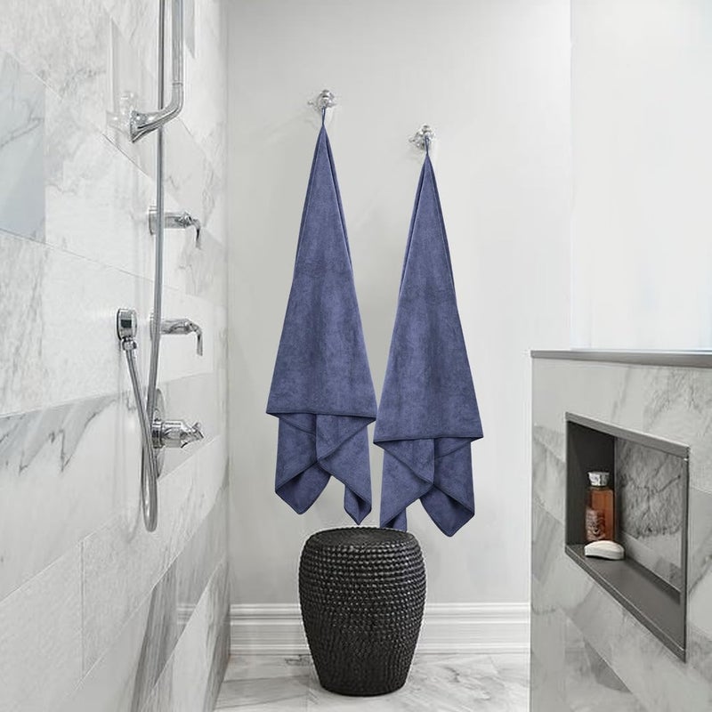 Fezora® Microfiber Weft Knitting Towels for Bath | Towels for Bath Large Size Bath Towel - Soft & Absorbent | 400 GSM | 1 Piece Bath Towel for Men/Women | 70 cms x 140 cms (Dark Grey) - Image 2