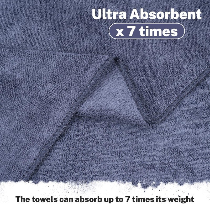 Fezora® Microfiber Weft Knitting Towels for Bath | Towels for Bath Large Size Bath Towel - Soft & Absorbent | 400 GSM | 1 Piece Bath Towel for Men/Women | 70 cms x 140 cms (Dark Grey) - Image 5