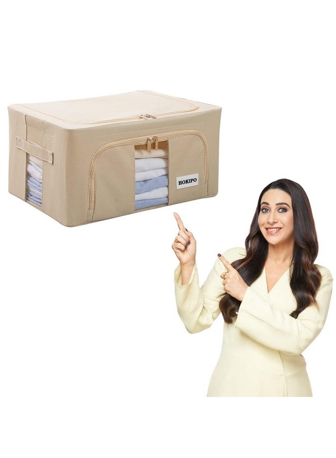 HOKIPO 600D Oxford Fabric Storage Box For Clothes, Beige 24L- Pack Of 1 (Ar-4731-Bge40 X 30 20 Cm) - Image 1