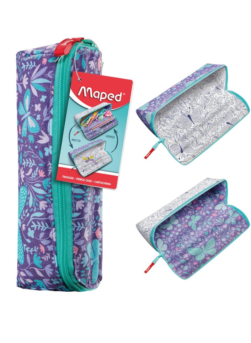 Maped حافظة أقلام رصاص مزدوجة الجوانب مع سحاب إغلاق على شكل فراشة لامعة - Image 1