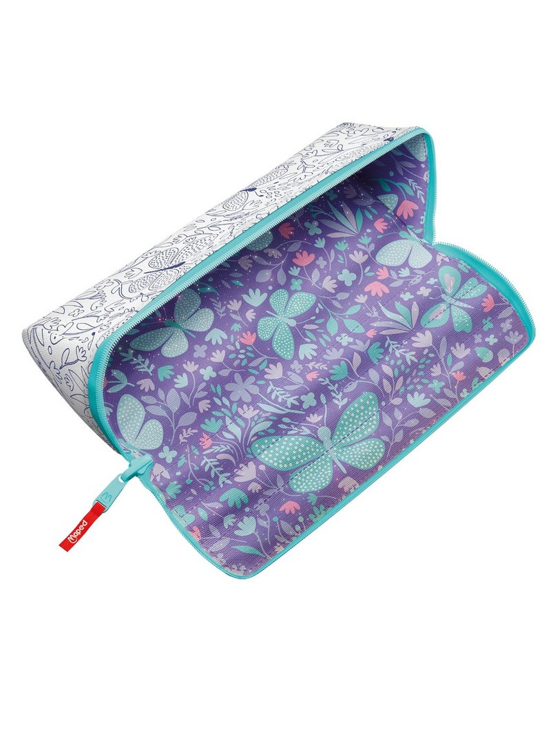 Maped حافظة أقلام رصاص مزدوجة الجوانب مع سحاب إغلاق على شكل فراشة لامعة - Image 2