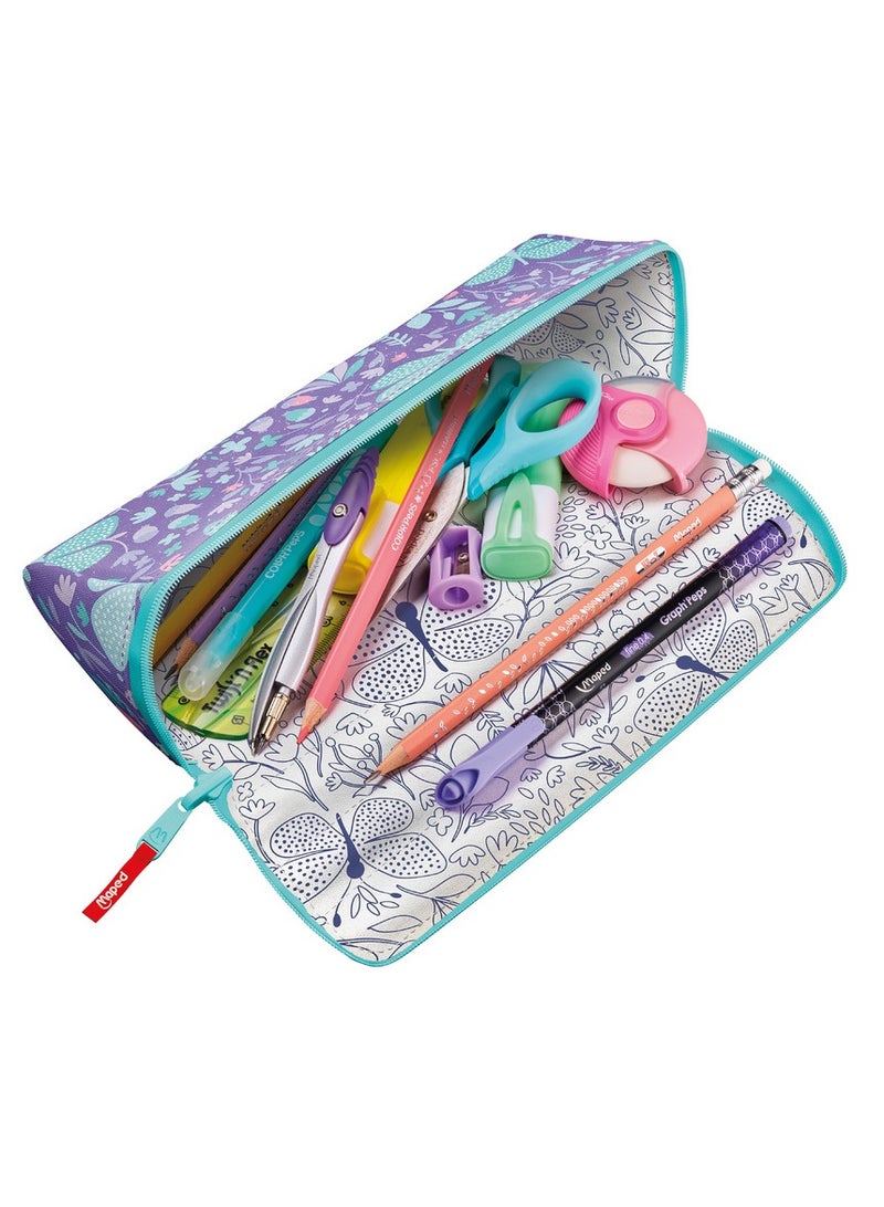 Maped حافظة أقلام رصاص مزدوجة الجوانب مع سحاب إغلاق على شكل فراشة لامعة - Image 3