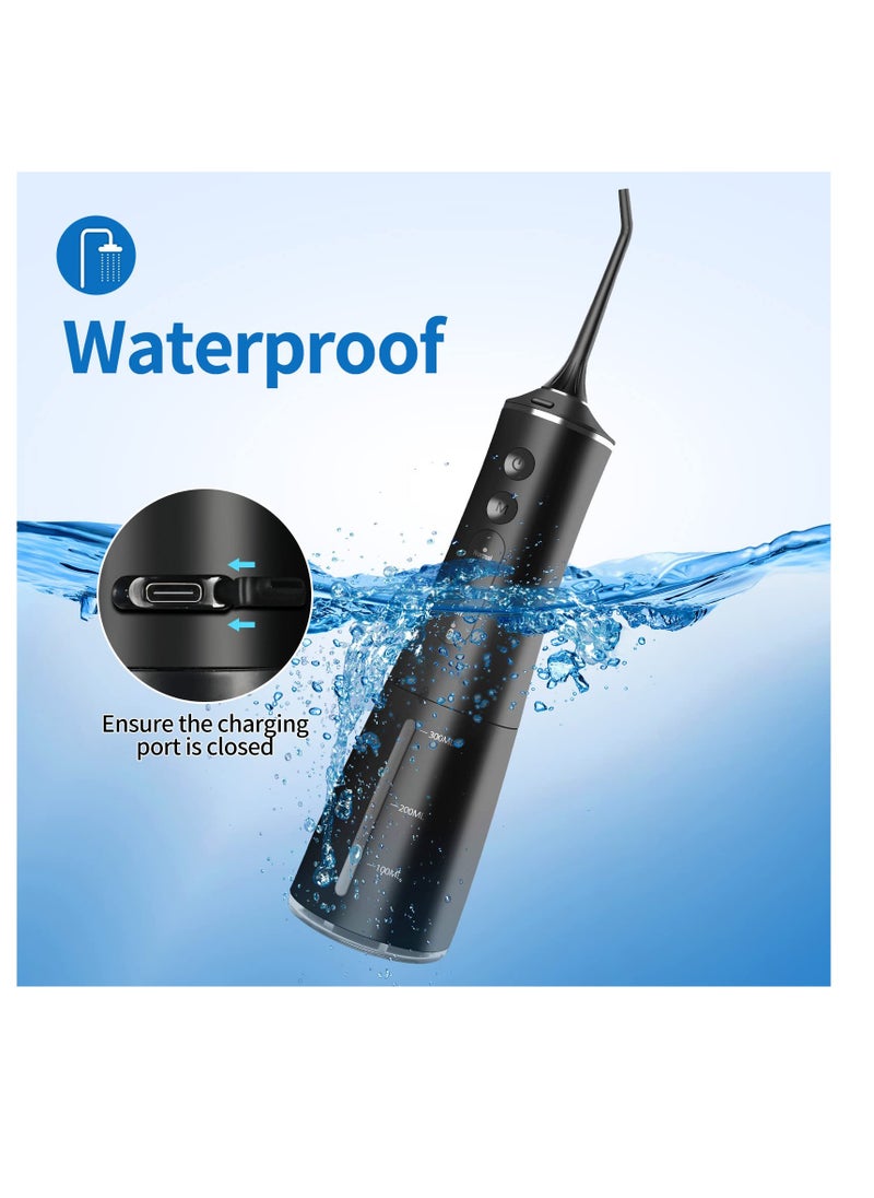 Excefore Water flosser Cordless, Portable Cordless Oral Irrigator, IPX7 Waterproof Oral Irrigator, 300ML 4 Modes Rechargeable Travel Irrigation Cleaner, for, Gums, Braces Care (Black)  - Image 5