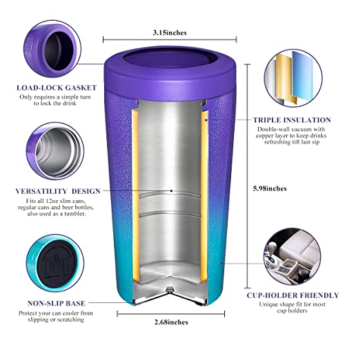 PEALEAP 4 in 1 Insulated Slim Can Cooler for 12 OZ Cans and Beer Bottle - Keep 8 Hours Cold, Easy to Hold - Stainless Steel Can Holder, Double Walled Can Insulator for Hard Seltzer and More - Image 5